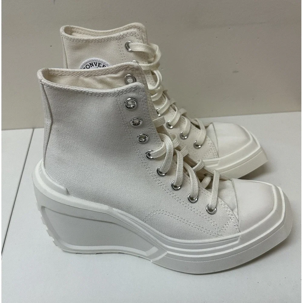 Converse Chuck 70 De Luxe Wedge Egret Women's Size 7.5 Platform Shoes NEW
